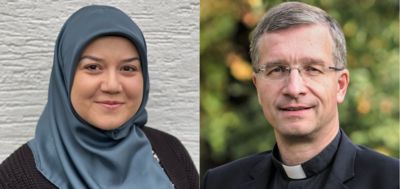 Porträts Bildungsunternehmerin Hacer Toprakoglu (Foto: Sait Toprakogklu/ bisi-kassel.de) und Bischof Dr. Michael Gerber aus Fulda (Foto: Julia Steinrecht / Pressestelle Bistum Fulda)