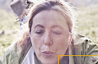 Titelseite PLUS 14 "Lebwohl" (Ausschnitt). Eine Frau pustet gegen eine Pusteblume